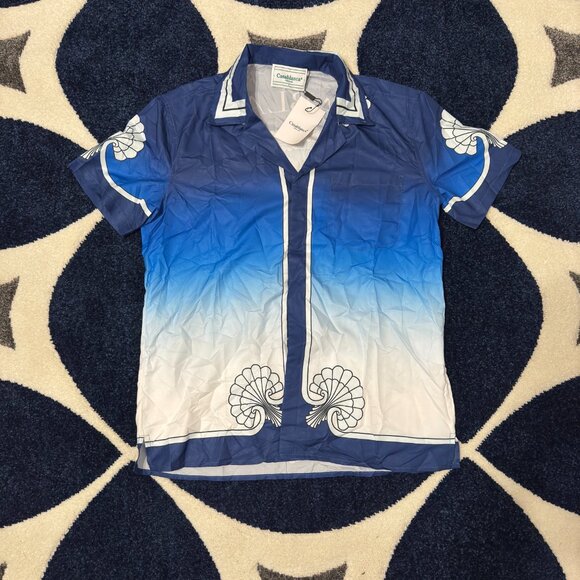 Casablanca Dark Blue and White Shirt and Shorts Set Mens Large - Picture 2 of 7